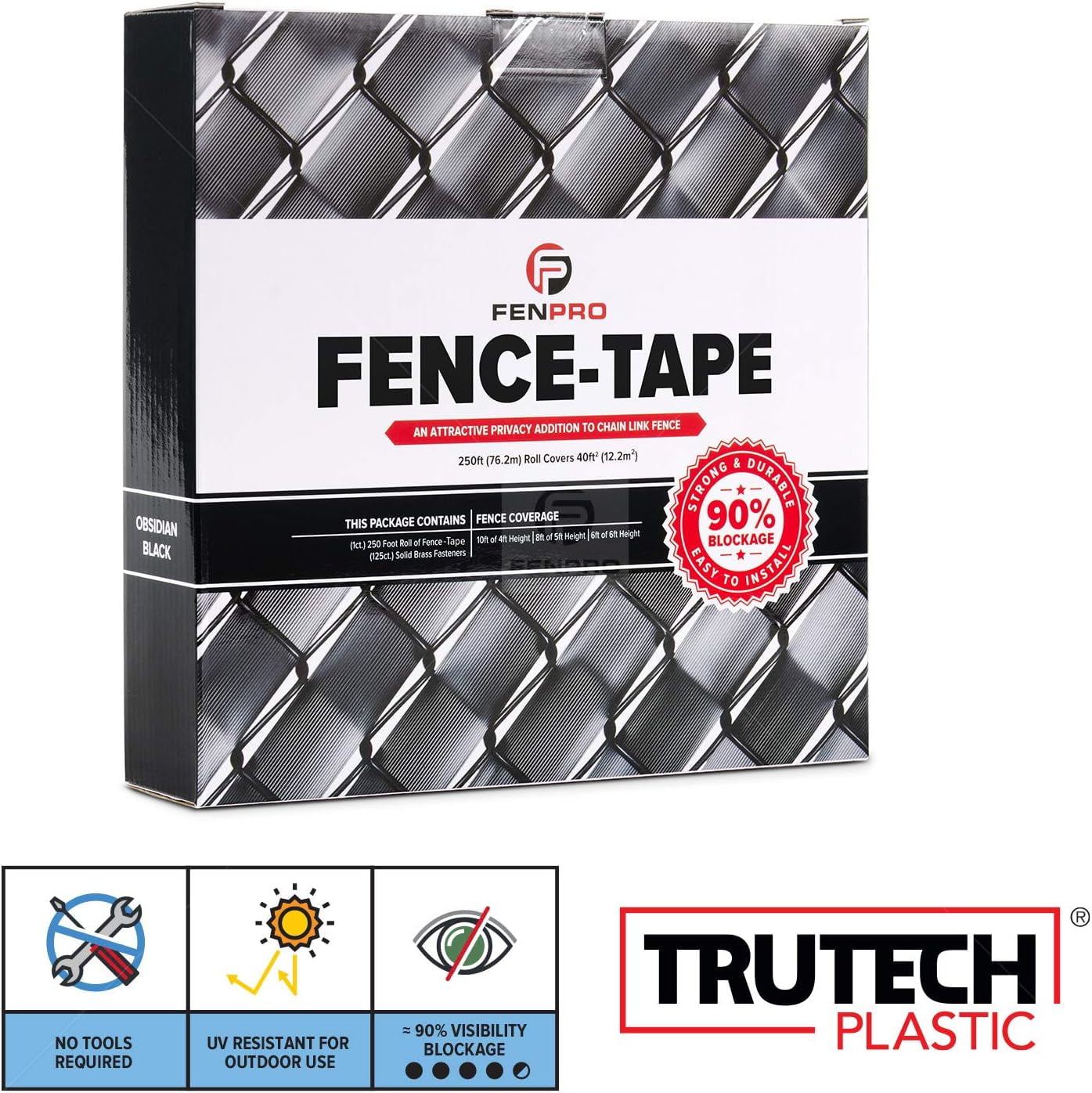 Fenpro Chain Link Fence Privacy Tape (Obsidian Black)